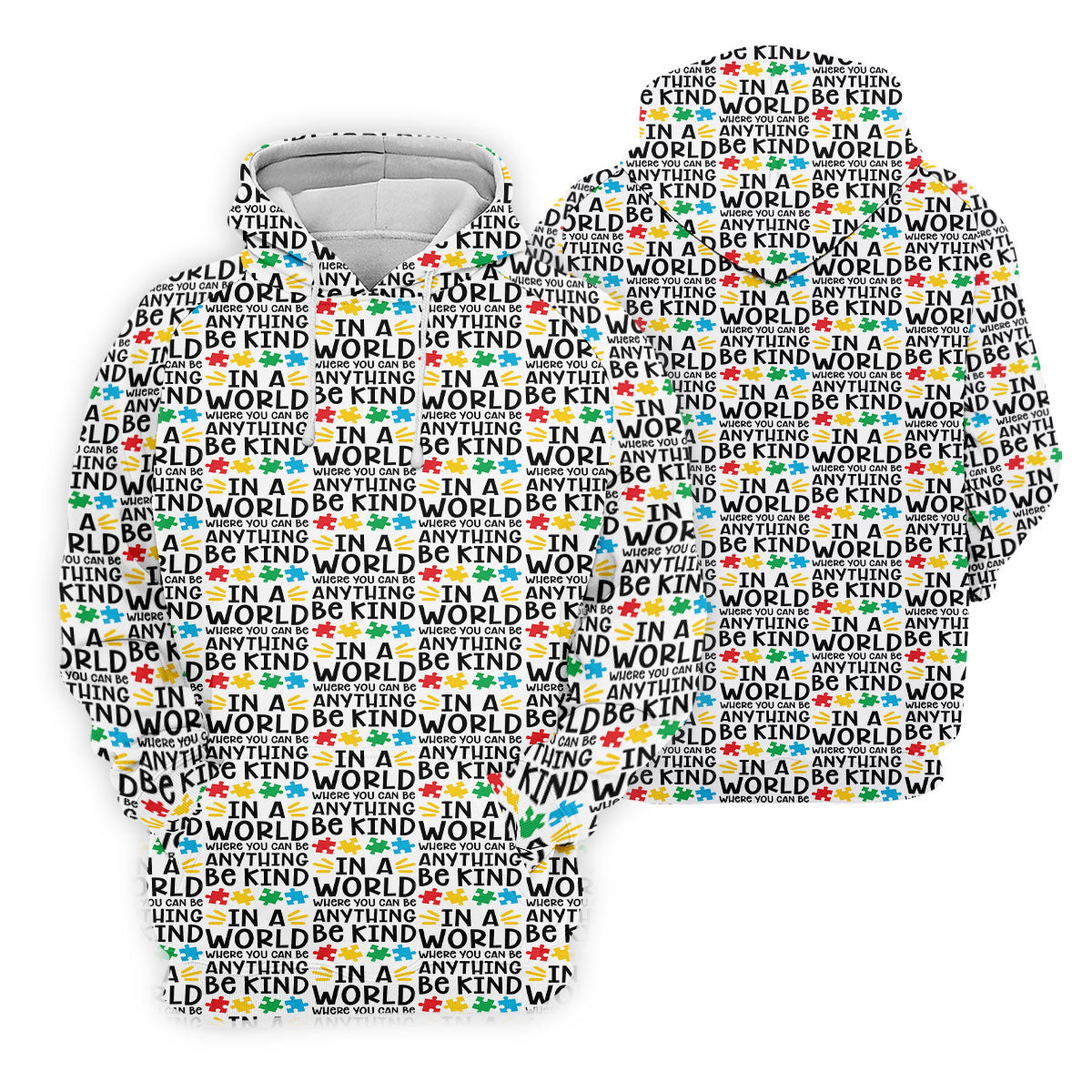 In A World Where You Can Be Anything Be Kind Autism Awareness Puzzle Pattern White Golf Shirt, Women's Golf Shirts