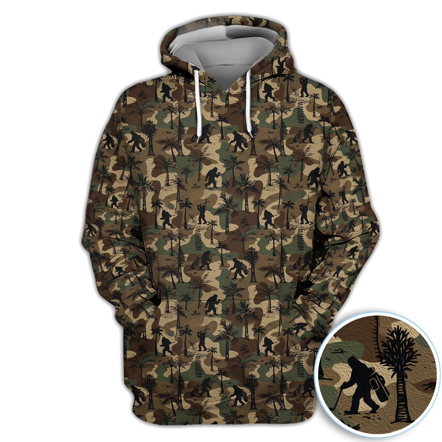 Bigfoot Camo Golf Polo Shirt, Funny Sasquatch Camouflage Polo For Men, Outdoor Golf Shirt