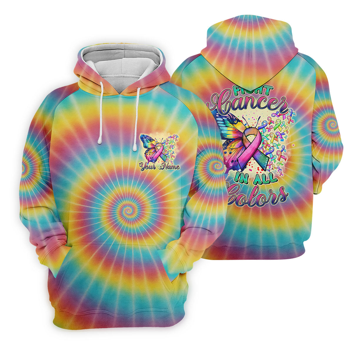 Fight Cancer In All Colors Tie Dye Print Women's Golf Shirts, Cancer Awareness Shirt, Ladies Golf Polos