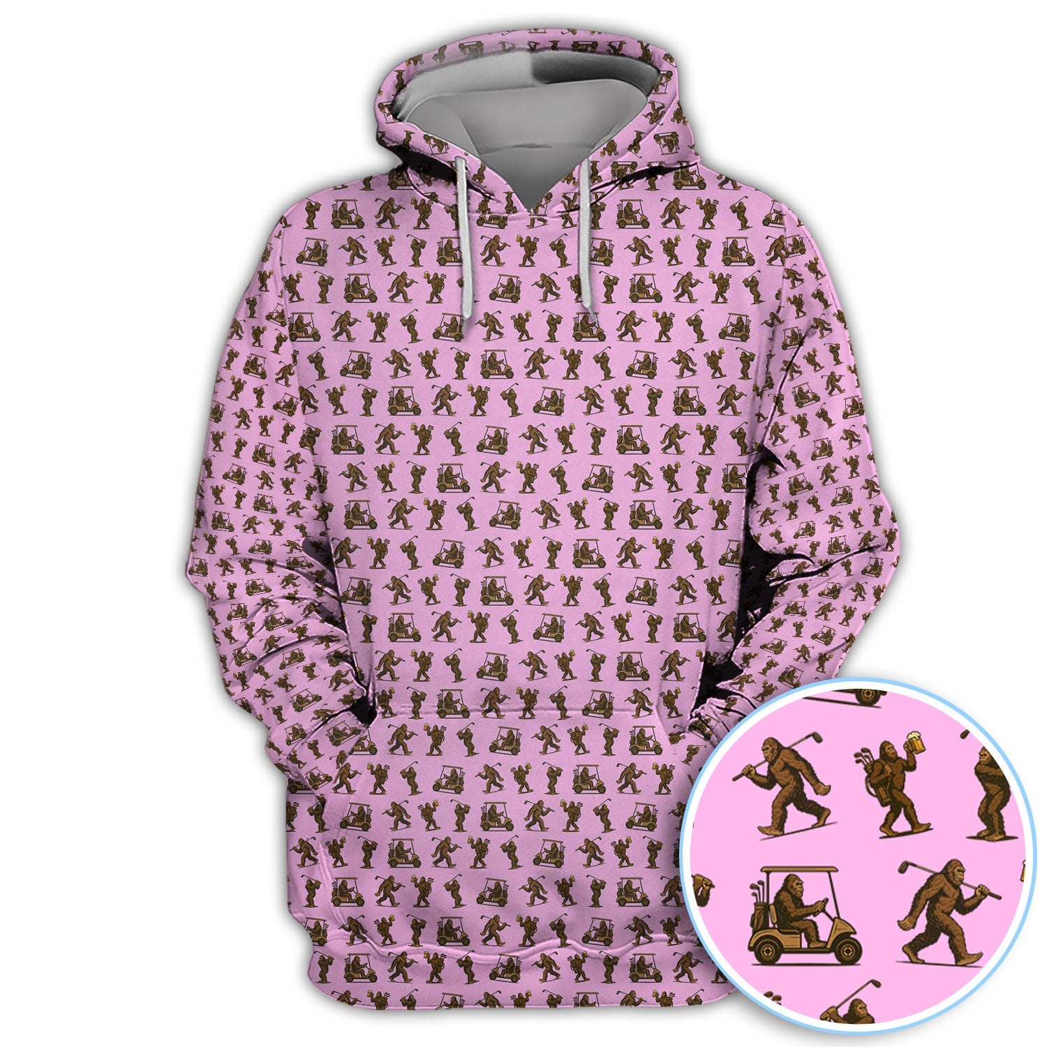 Crazy Golf Pattern Shirt, Bigfoot Golf Shirt For Men, Golf Gift For Golfer
