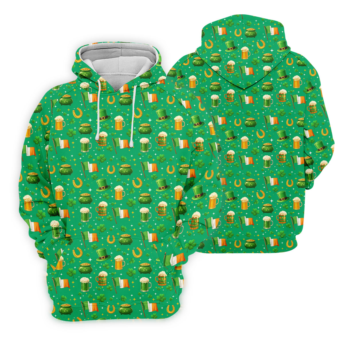 St Patrick's Day Pot Of Gold Leprechaun Hats Irish Flag Women's Golf Tops, Ladies Golf Shirts