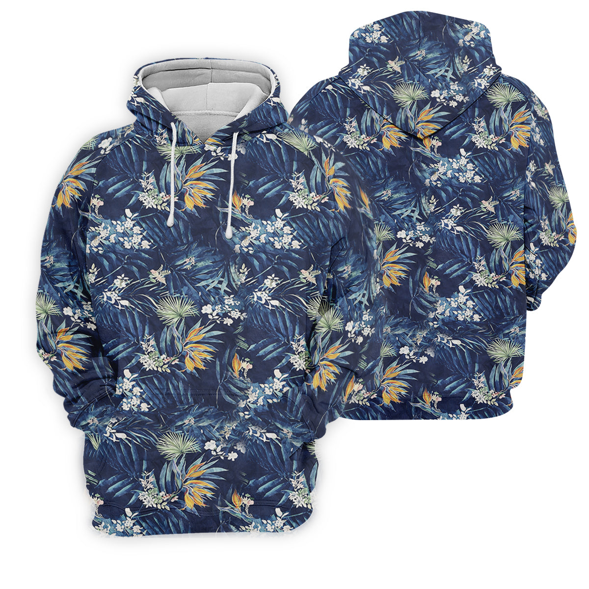 Navy Palm Tropical Hawaiian Vibe Women's Golf Shirts, Women's Golf Tops, Ladies Golf Shirts