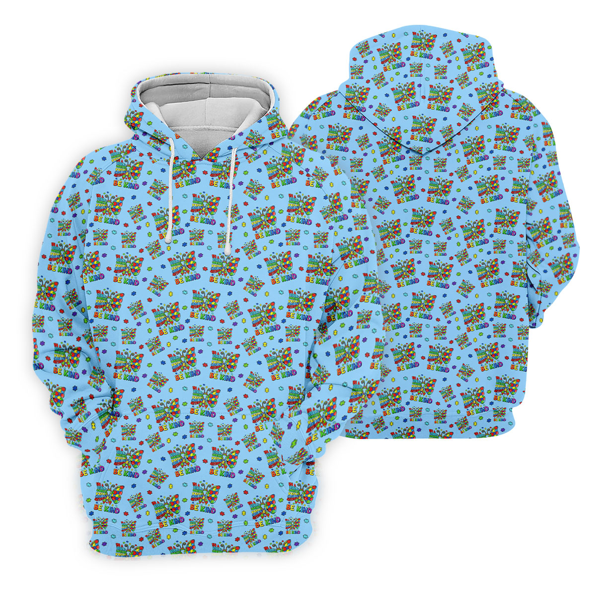 In A World Where You Can Be Anything Be Kind Rainbow Butterfly Autism Awareness Blue Golf Shirt, Women's Golf Tops