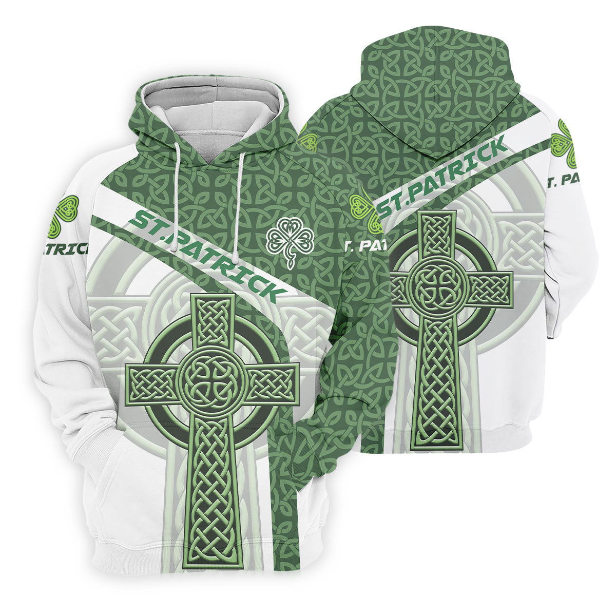 St Patrick's Day Celtic Knotwork Pattern Shamrock Golf Shirt, Women's Golf Tops, Ladies Golf Polos