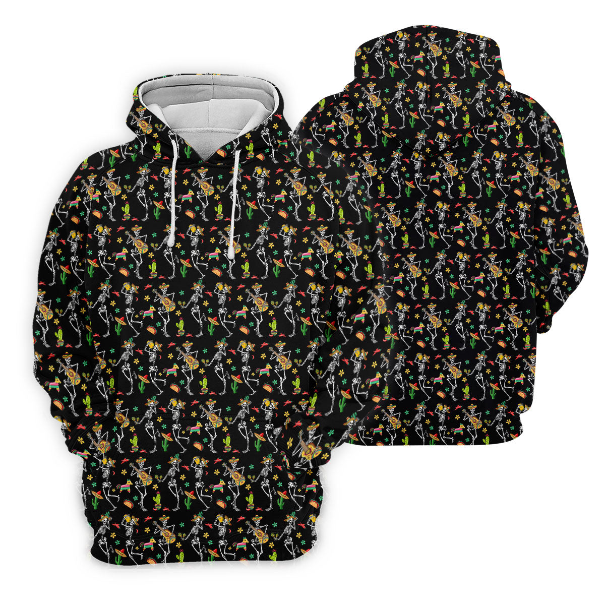 Dia De Muertos Skeletons Cinco De Mayo Celebration Fiesta Themed Black Golf Shirts For Men