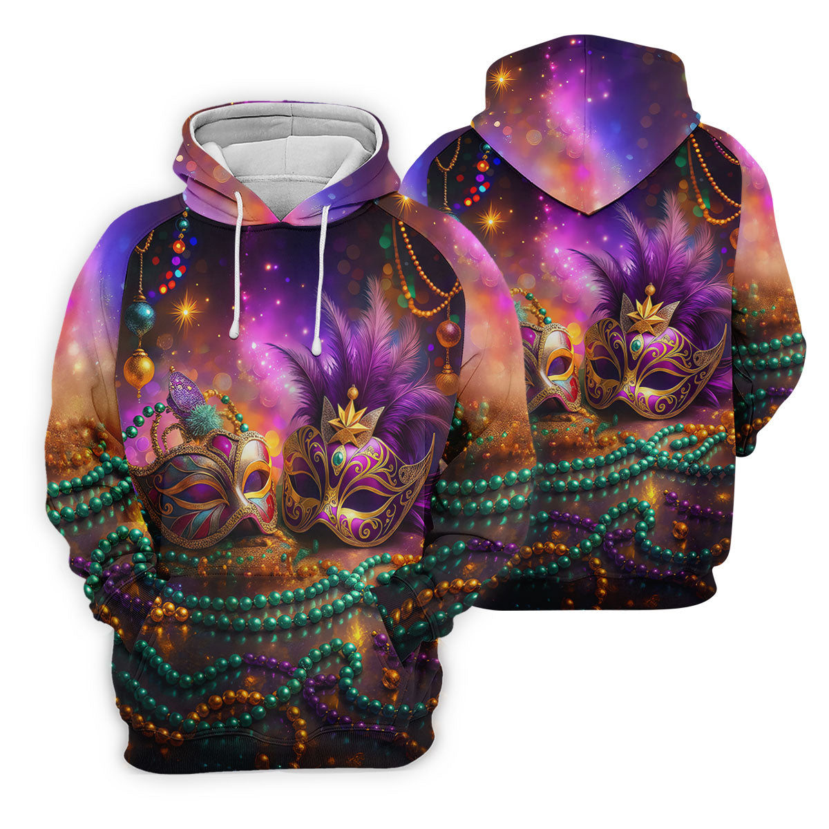 Carnival Mask Beads Chain Bokeh Effect Mardi Gras Golf Shirt, Women's Golf Tops, Ladies Golf Polos
