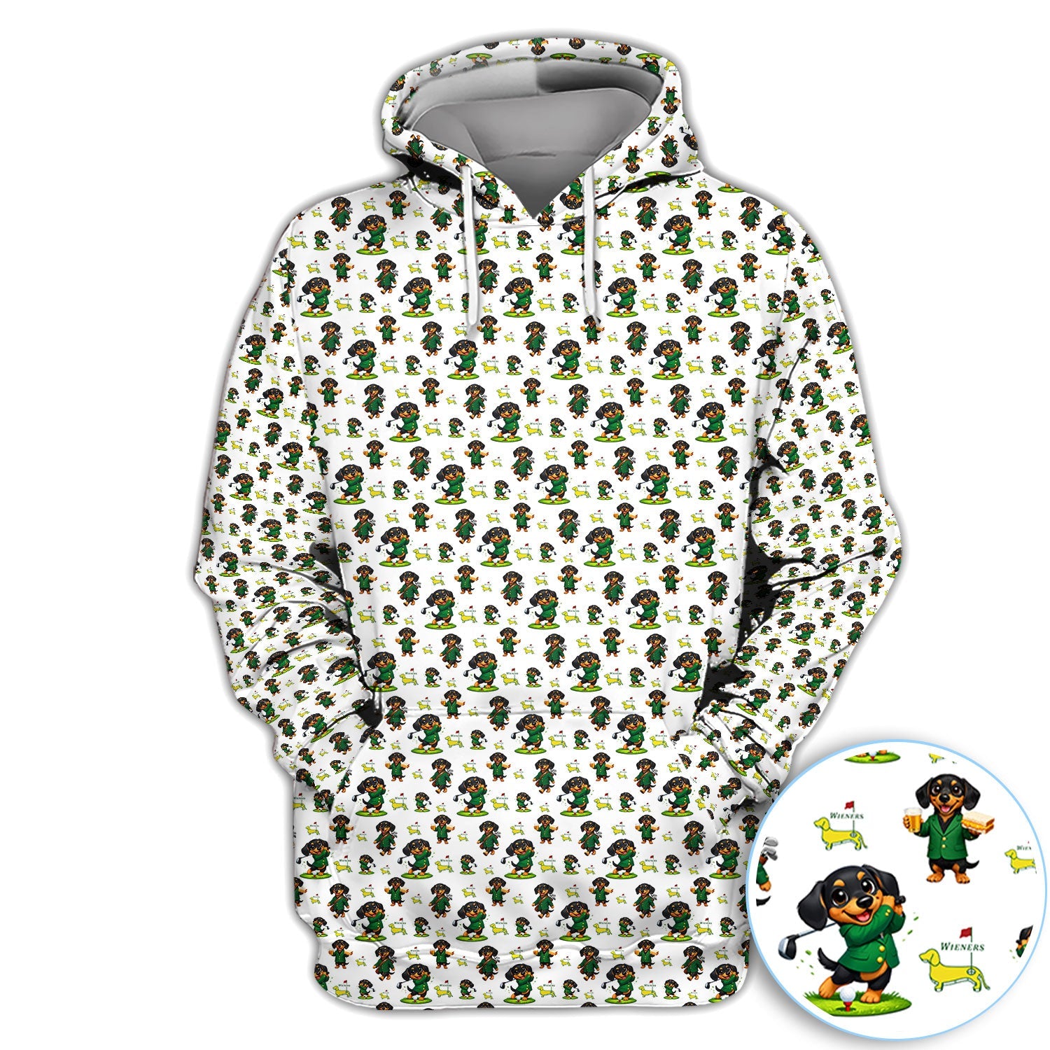 Funny Dachshund Golfing Golf Polos, Wiener Dog Pattern Golf Shirt For Women, Lucky Golf Vibes