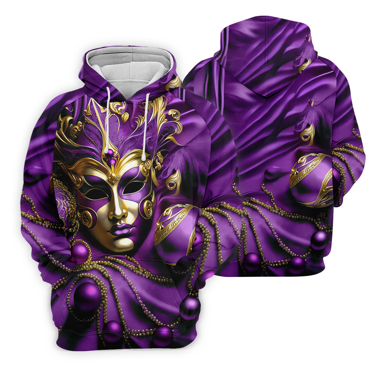 Mardi Gras Face Mask Purple Golf Shirt, Women's Golf Tops, Ladies Golf Polos, Women's Polo Shirt
