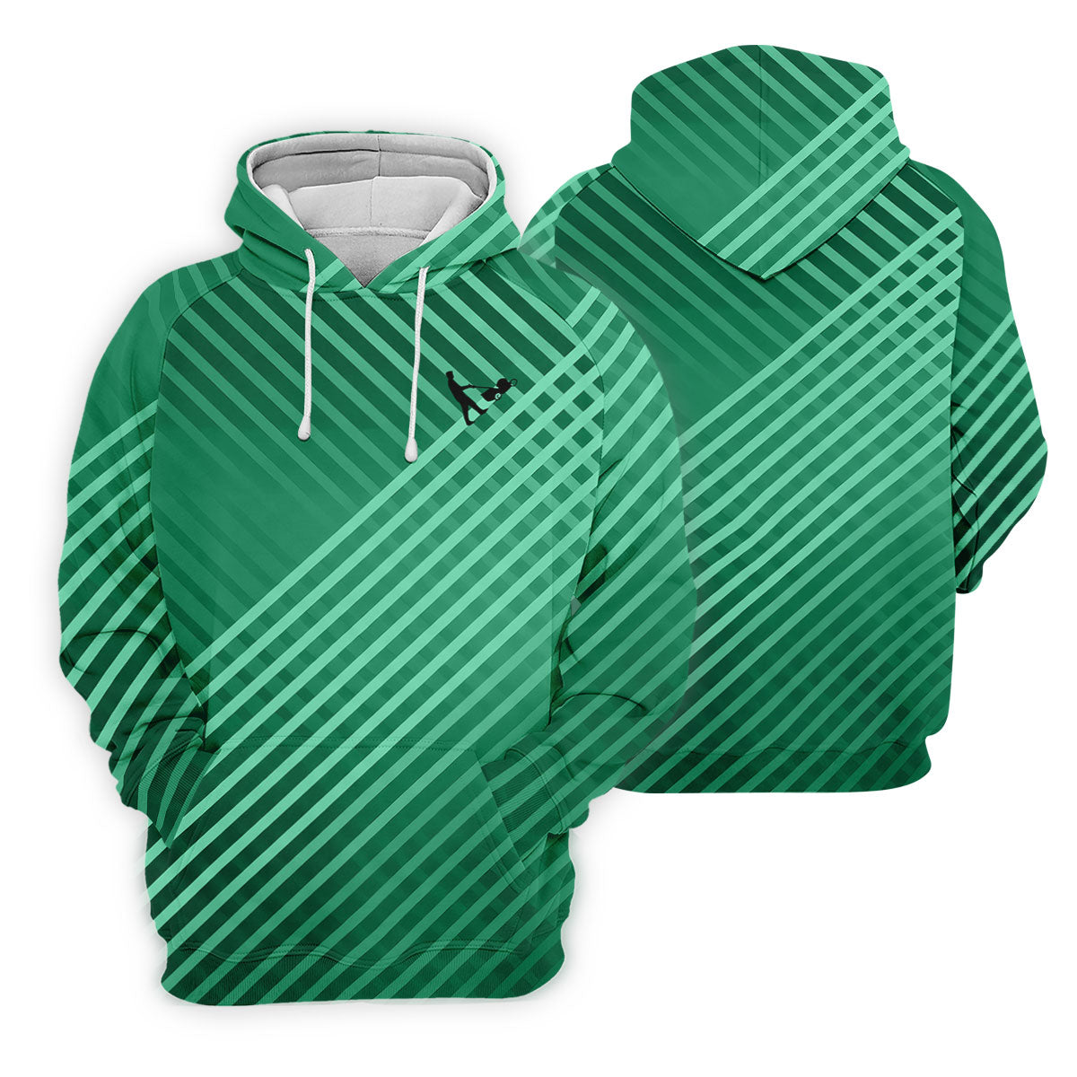 Green And White Striped Pattern Women's Golf Tops, Performance Golf Shirt, Ladies Golf Shirts