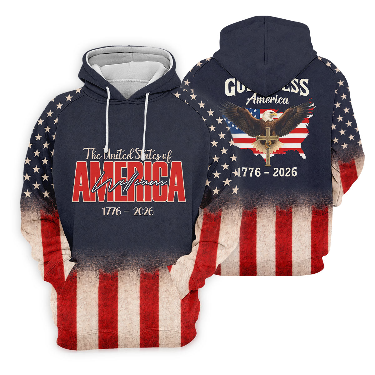 God Bless America Faith Cross Bald Eagle Patriotic Golf Shirt, 250 Years Golf Shirt For Women