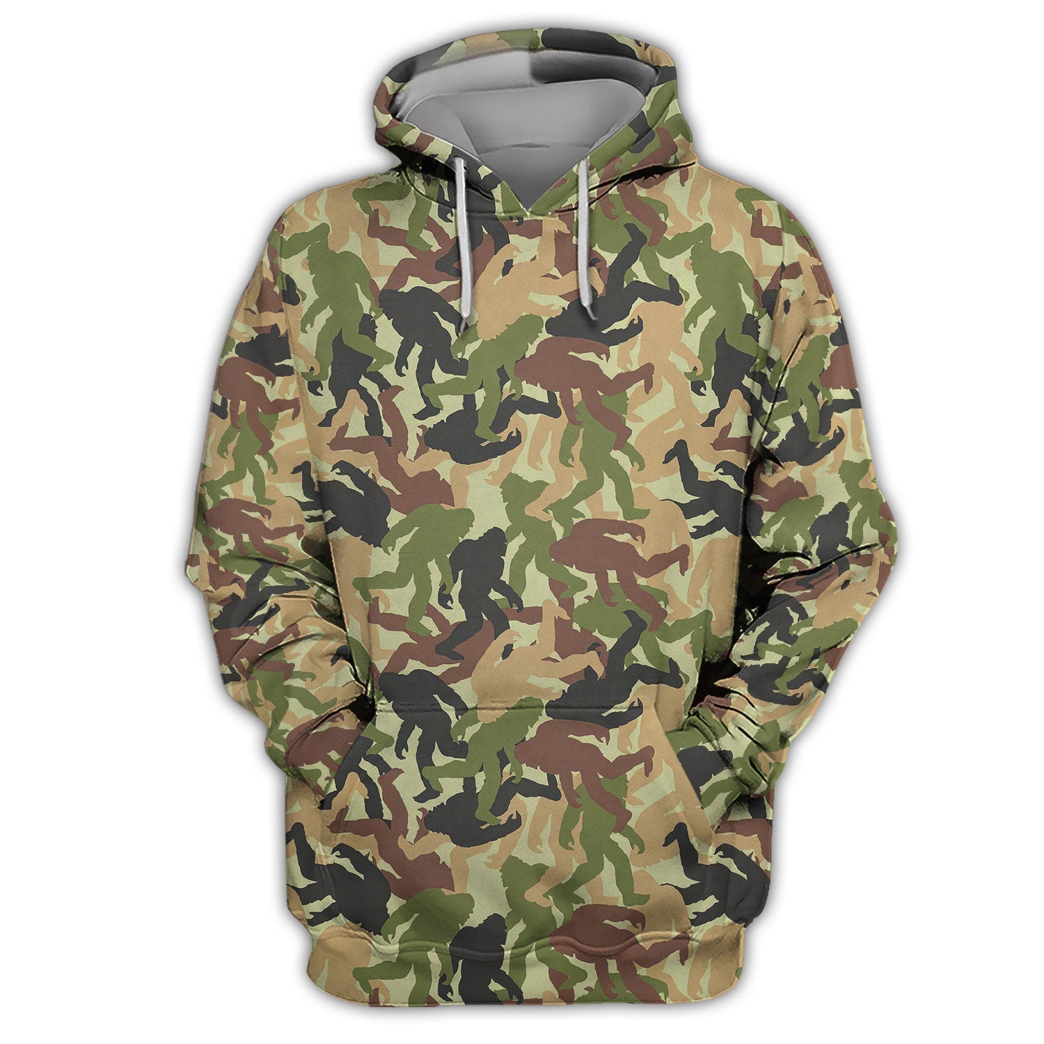 Bigfoot Camo Pattern Golf Polos, Crazy Sasquatch Golf Shirt, Funny Golf Gift For Golfer