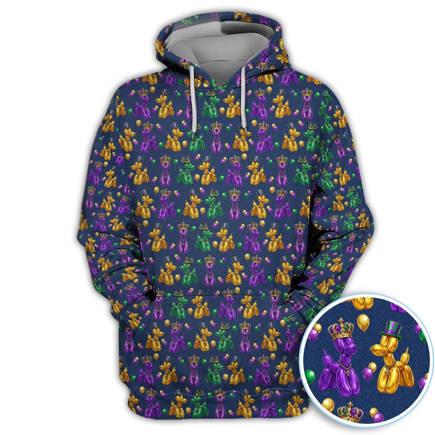 Mardi Gras Bead Dogs Golf Polos For Golfer, Festival Pattern Golf Shirt, Golf Gift For Men