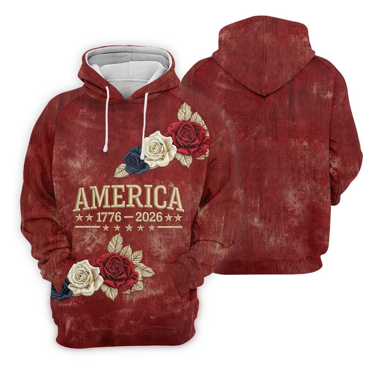 America 1776-2026 Patriotic Roses Vintage Golf Shirt, 250 Years 4th Of July Golf Shirt For Women
