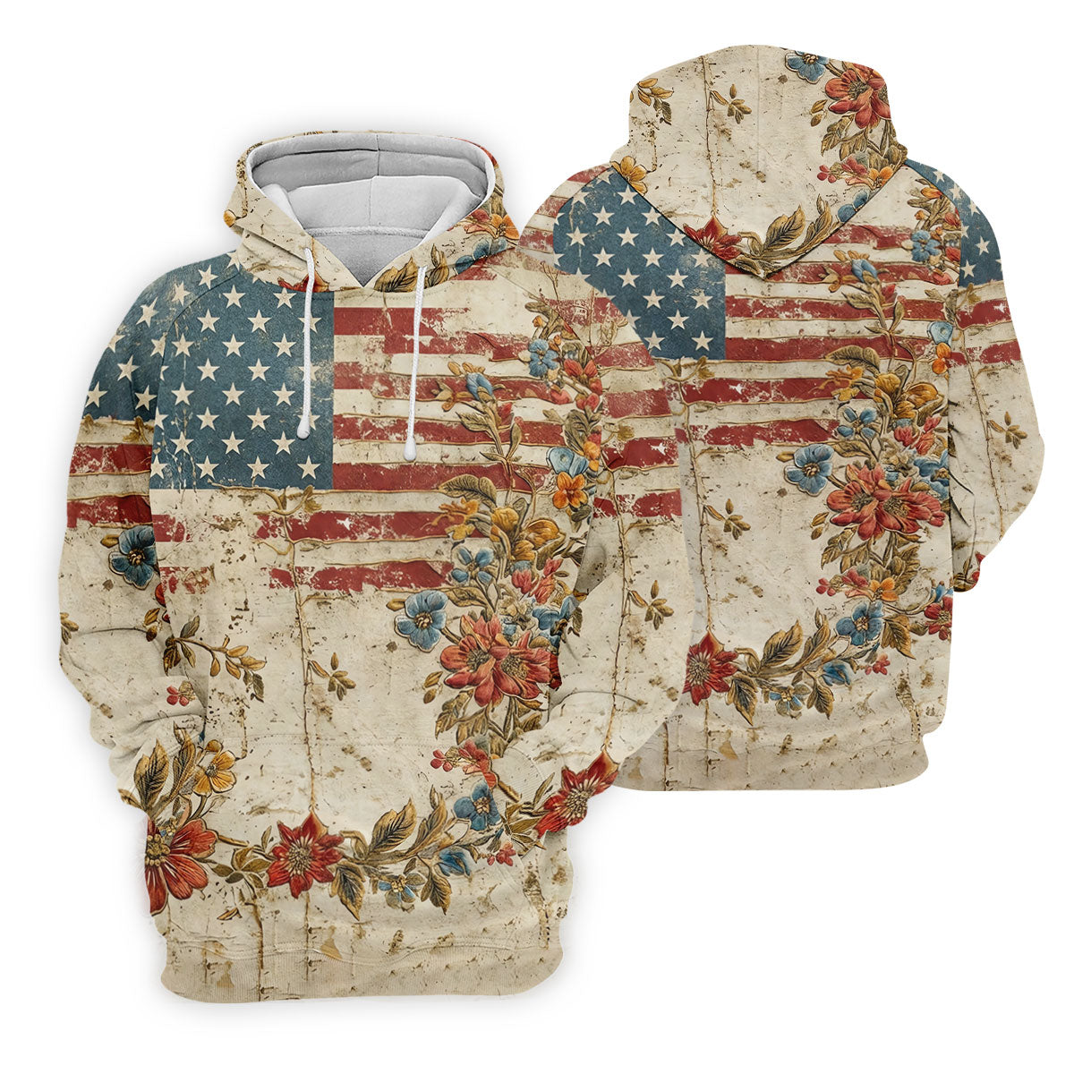Floral American Flag Vintage Golf Shirt, 250 Years Patriotic 4th Of July Golf Shirt For Women