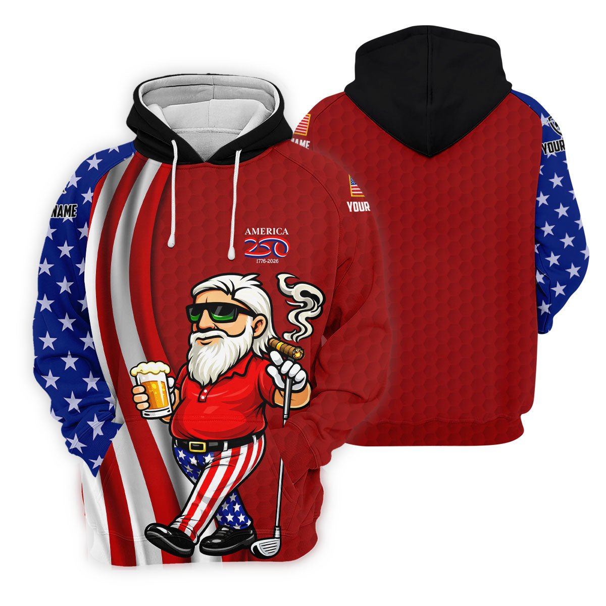 America 250 Patriotic Man 4th Of July Red Golf Shirt, Golf And Beer Women's Golf Tops