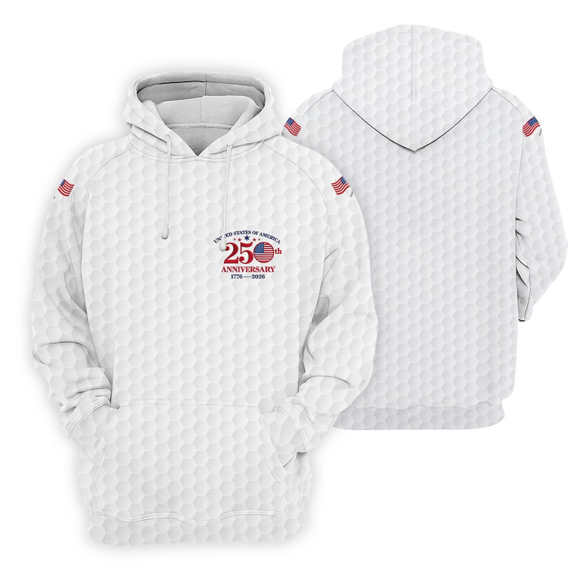 USA 250th Anniversary Golf Ball Pattern White Golf Shirt, 4th Of July Patriotic Golf Shirt For Women