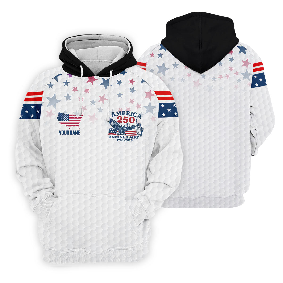 America 250th Anniversary Red White And Blue Stars White Golf Shirt, Patriotic 4th Of July Golf Shirt For Women