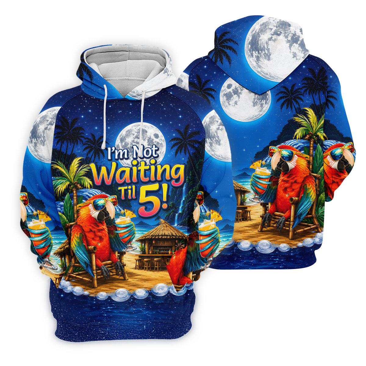 Parrot Drinking Cocktail Tiki Bar Not Waiting Til 5 Golf Shirt, Golf Shirts For Men, Hawaiian Golf Shirt, Mens Golf Apparel