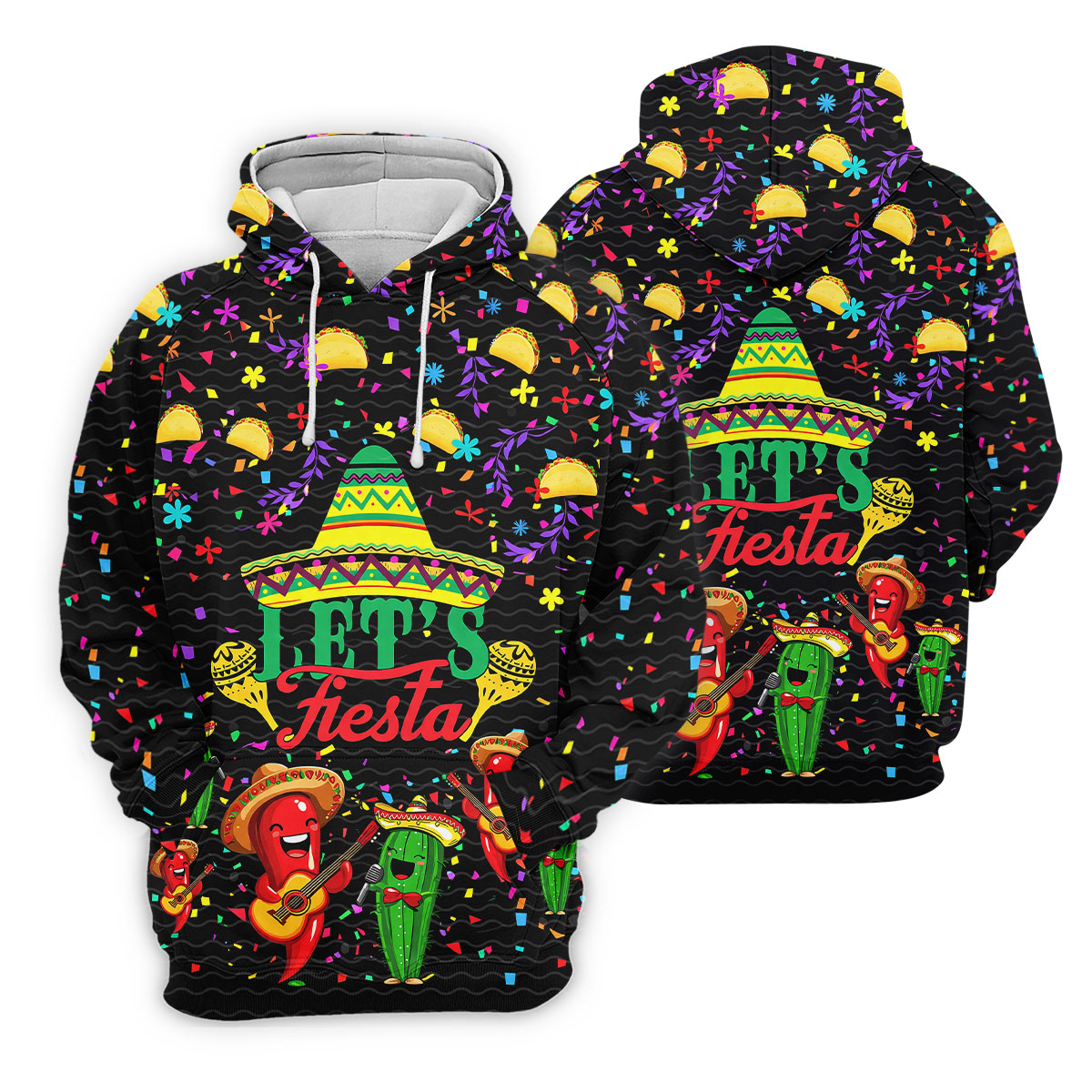 Let's Fiesta Party Golf Tops For Men, Cinco De Mayo Celebration Golf Shirts For Men