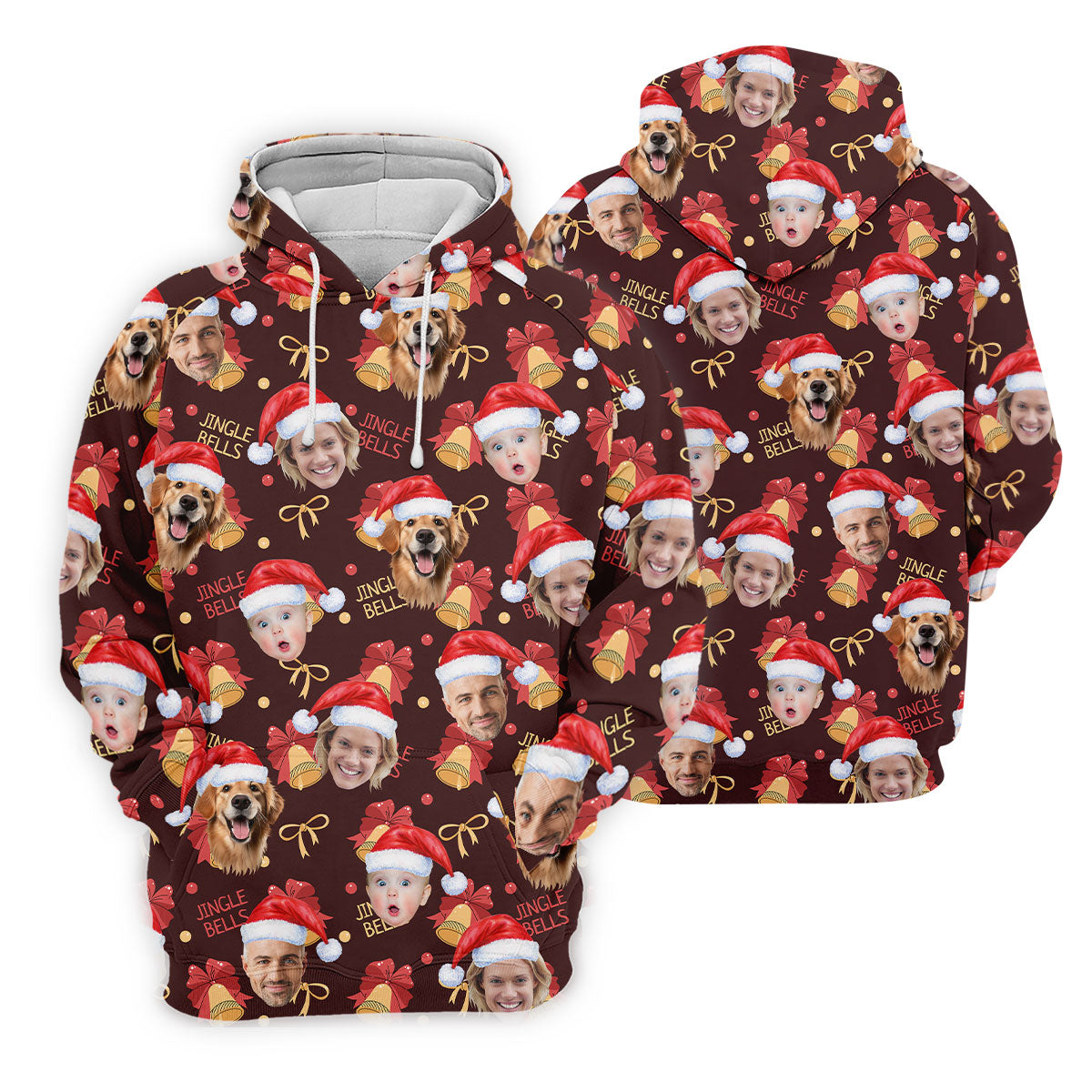 Custom Face Christmas Jingle Bells Brown Golf Shirt, Christmas Golf Shirt, Golf Gifts For Women