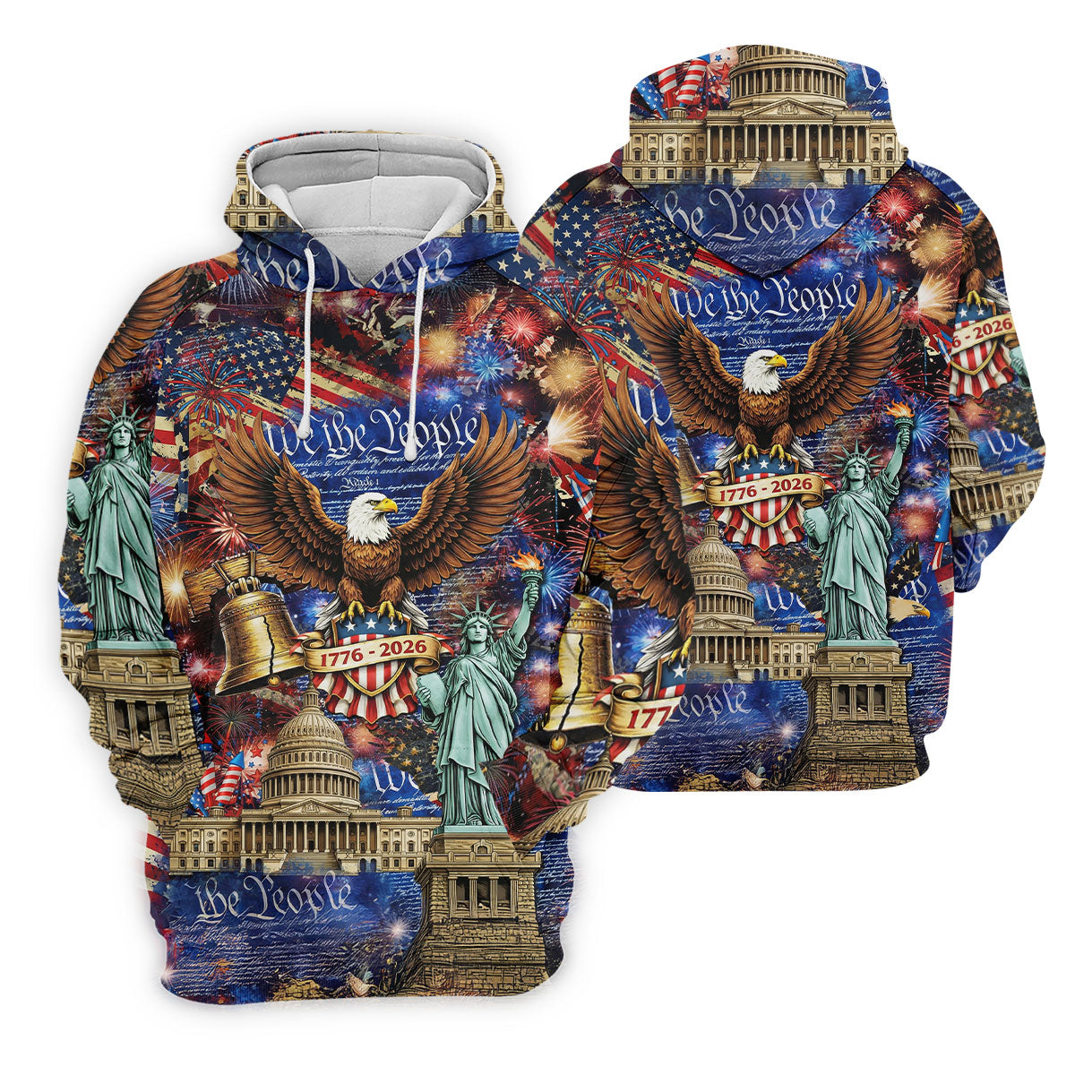 We The People Festive Celebration US Flag Golf Shirt, 250 Years 4th Of July Golf Shirt For Women