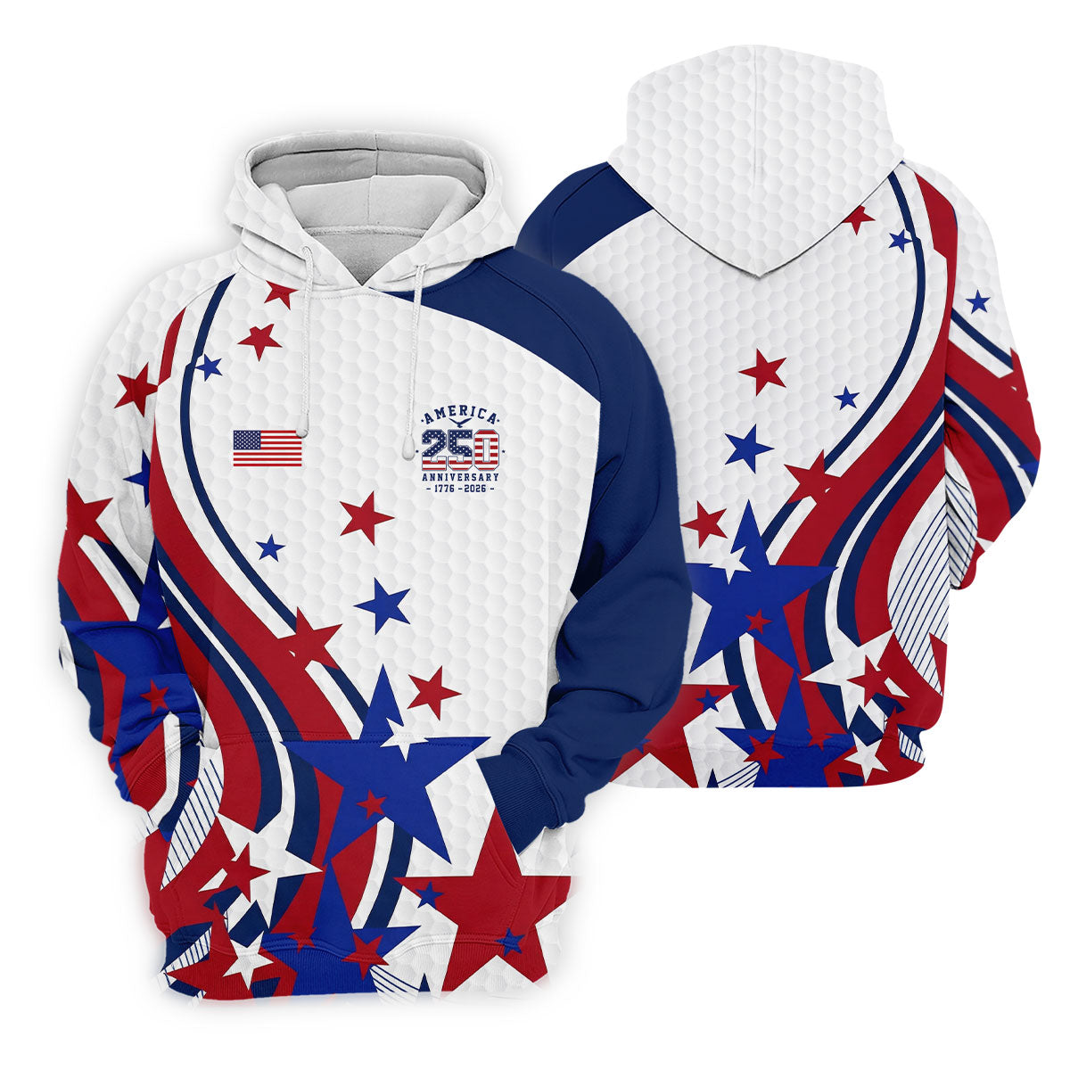 Red White Blue Stars And Stripes Patriotic 4th Of July Golf Shirt, 250 Years Golf Shirt For Women