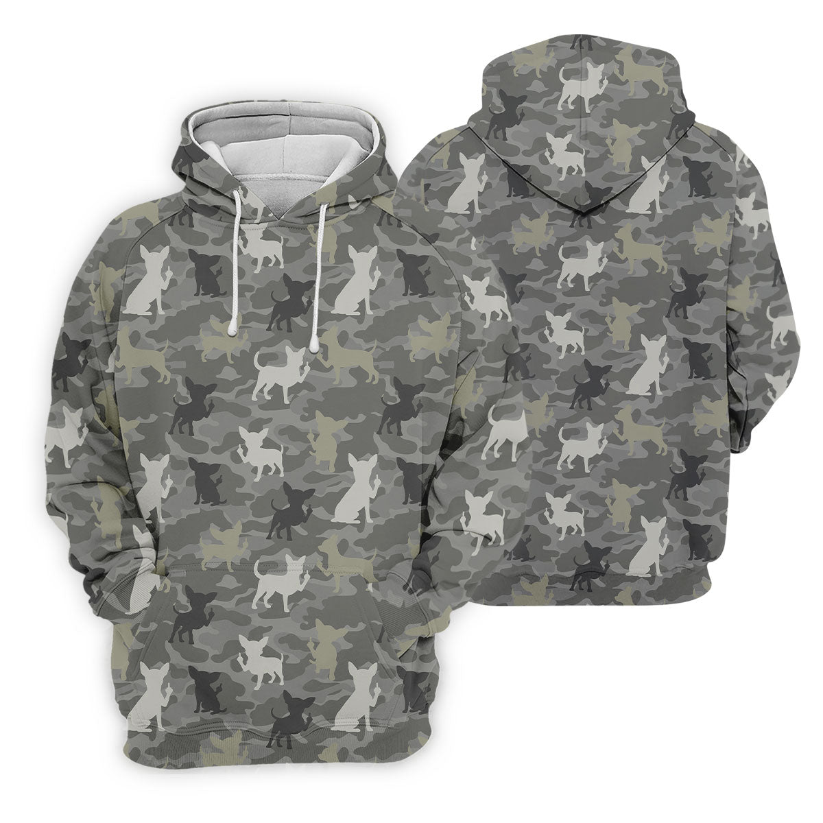 Grey Camo Chihuahua Dog Pattern Golf Polo Shirt, Women's Golf Shirt, Ladies Polo Shirt, Womens Golf Top