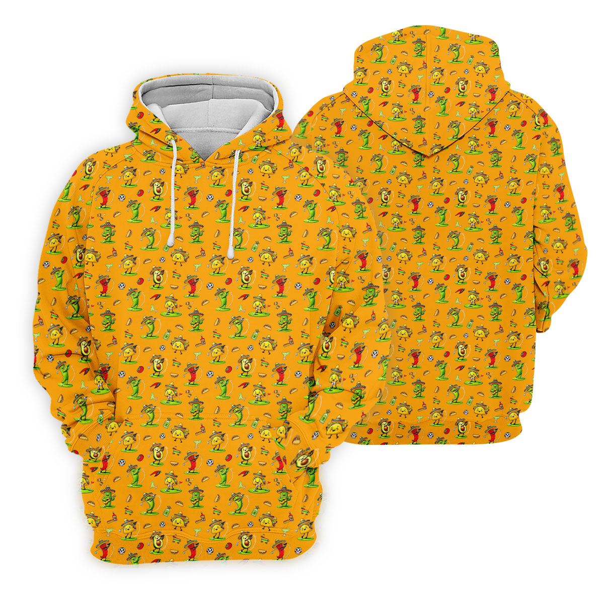 Mexican Cartoon Food Characters Cinco De Mayo Celebration Fiesta Themed Yellow Golf Shirt For Women