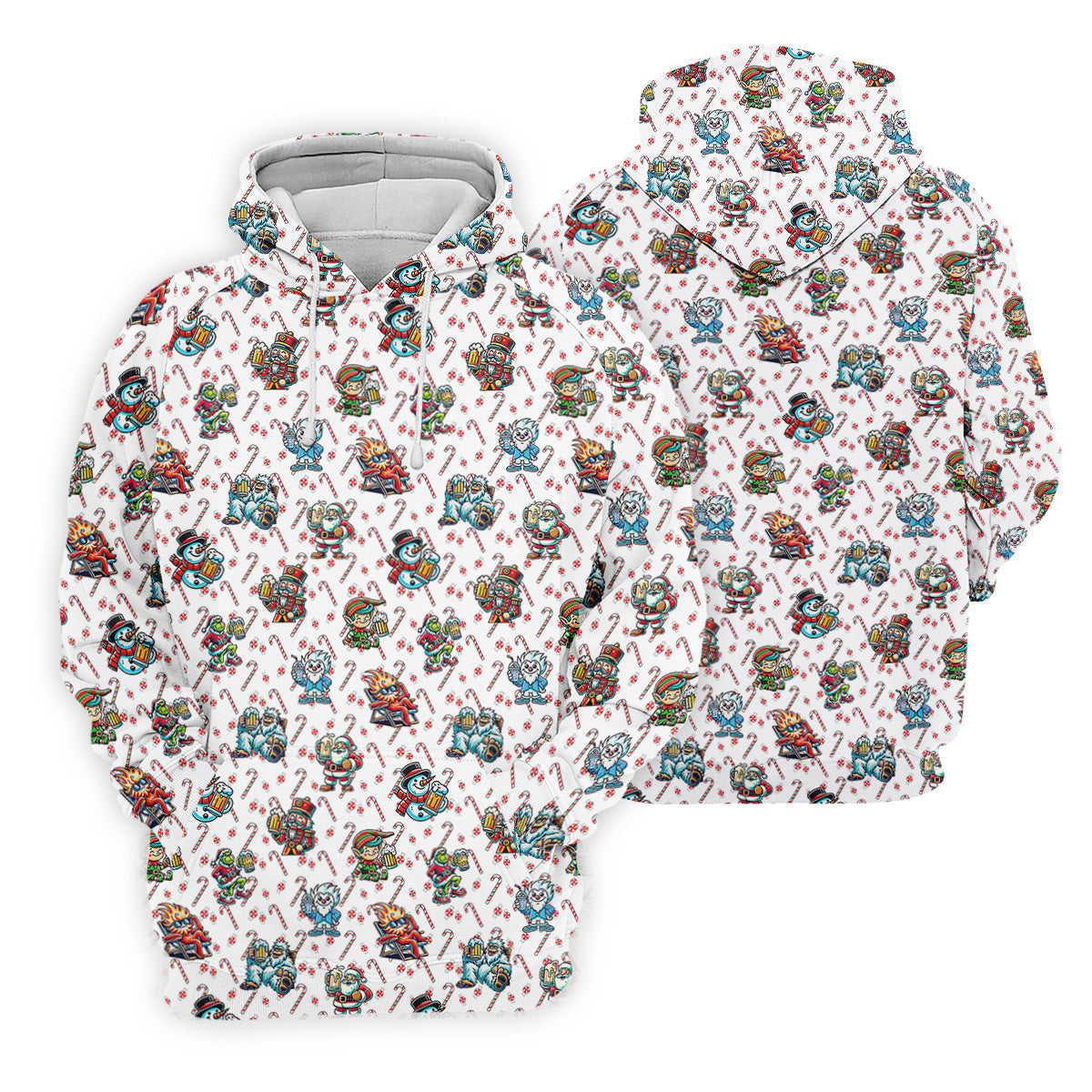 Cute Christmas Character Candy Cane Pattern Ladies Golf Tops, Christmas Golf Shirt, Golf Shirt For Women