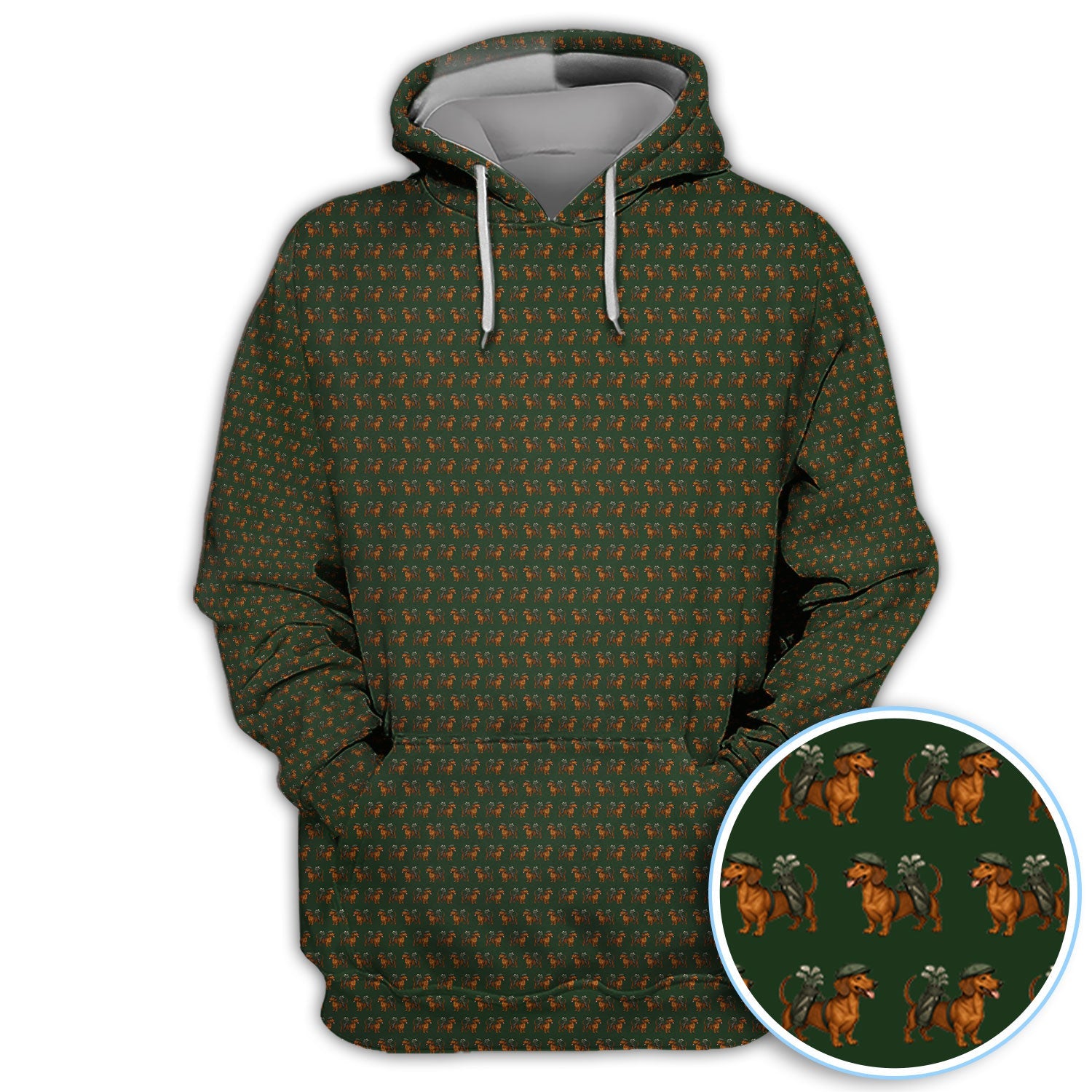 Dachshund Pattern Golf Polos, Crazy Dachshund Golf Shirt For Men, Funny Golf Shirt