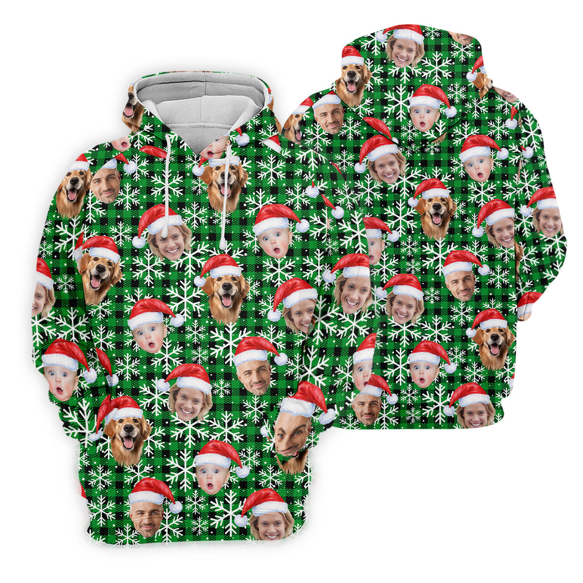 Custom Face Green And Black Checkered Christmas Golf Shirt, Ladies Golf Shirts, Golf Gifts For Women