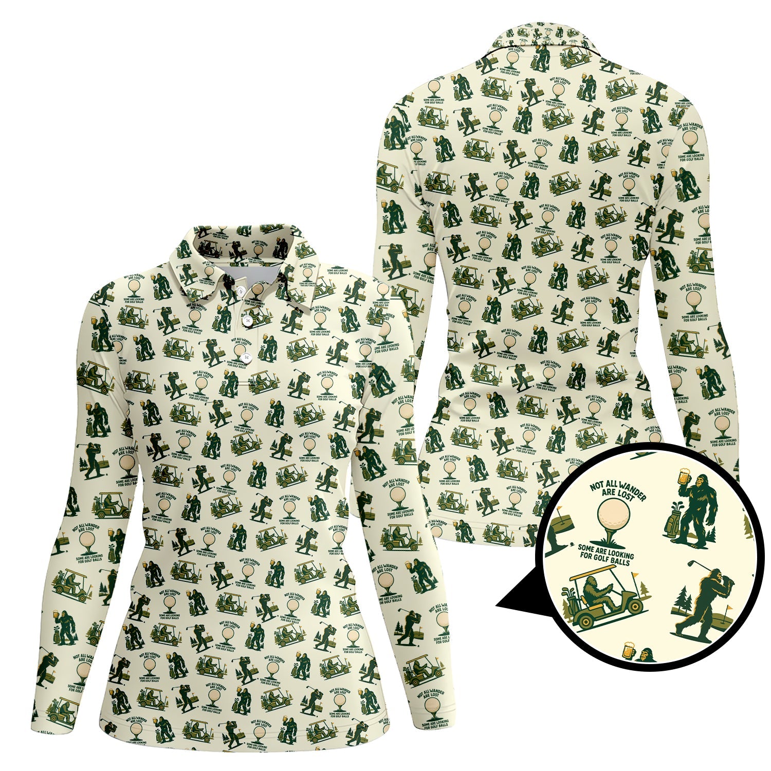 Bigfoot Golf Shirt For Men, Funny Golf Shirts, Pattern Golf Gift For Golfers