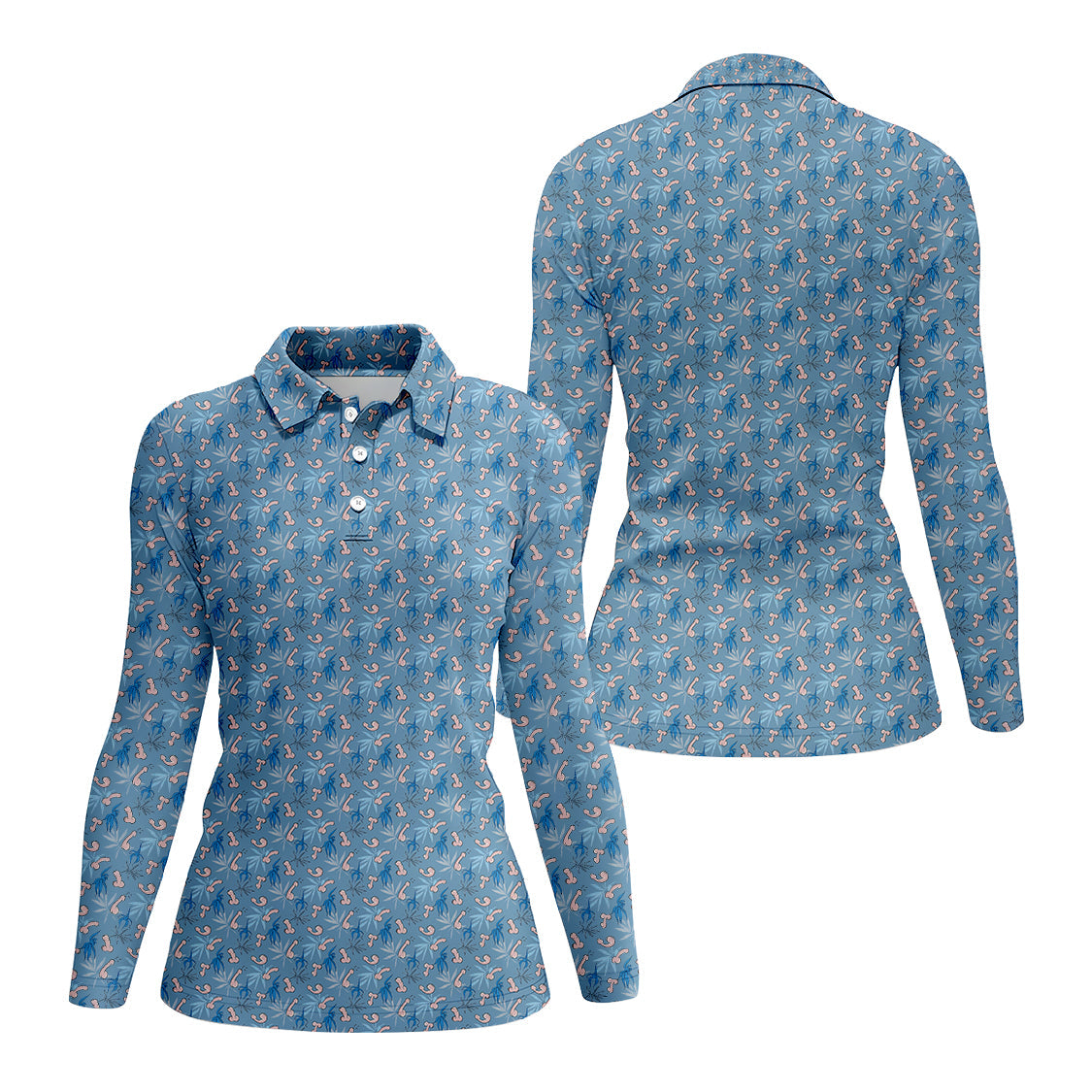 Funny Flower Pattern Golf Polos, Gift For Golfer, Crazy Golf Shirts For Men