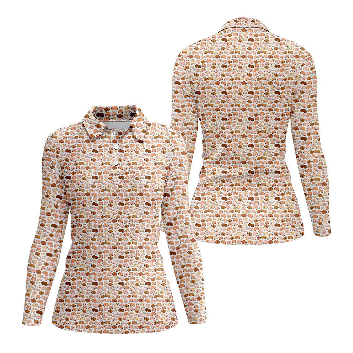 Boobs Pattern Golf Polos, Funny Golf Shirt, Crazy Golf Shirts For Men