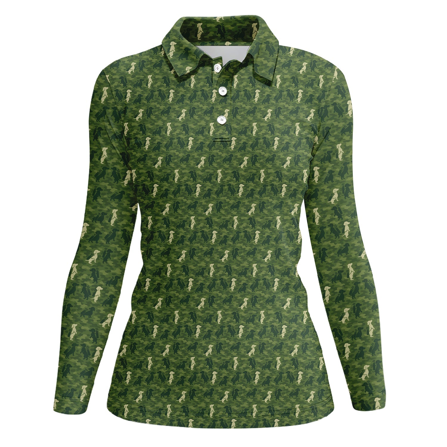 Dachshund Golf Shirt For Golfer, Funny Camo Dog Pattern Golf Shirt, Crazy Golf Shirt For Women