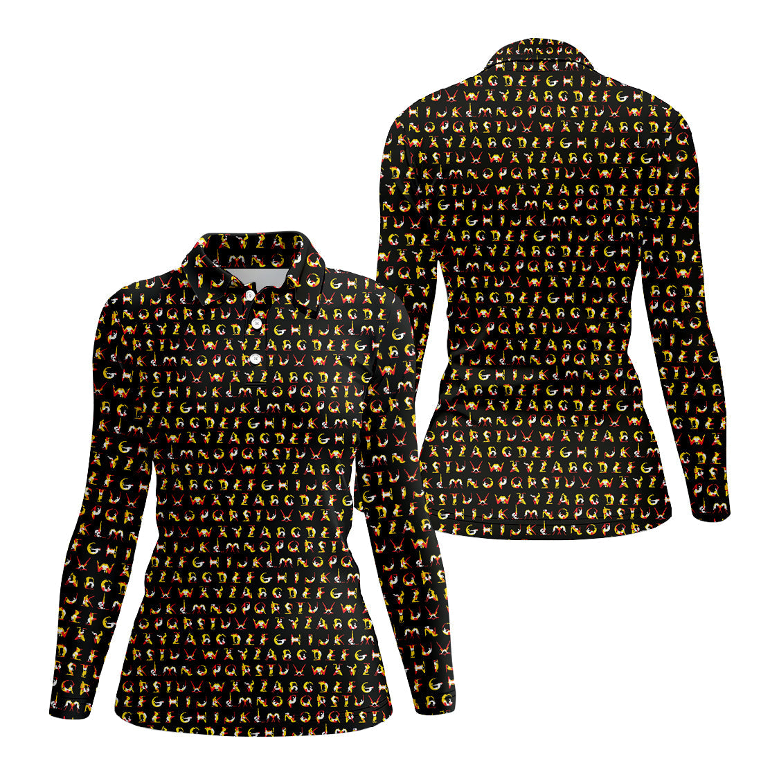Humanoid Alphabet Pattern Golf Polos, Funny Golf Shirt , Golf Gift For Men's