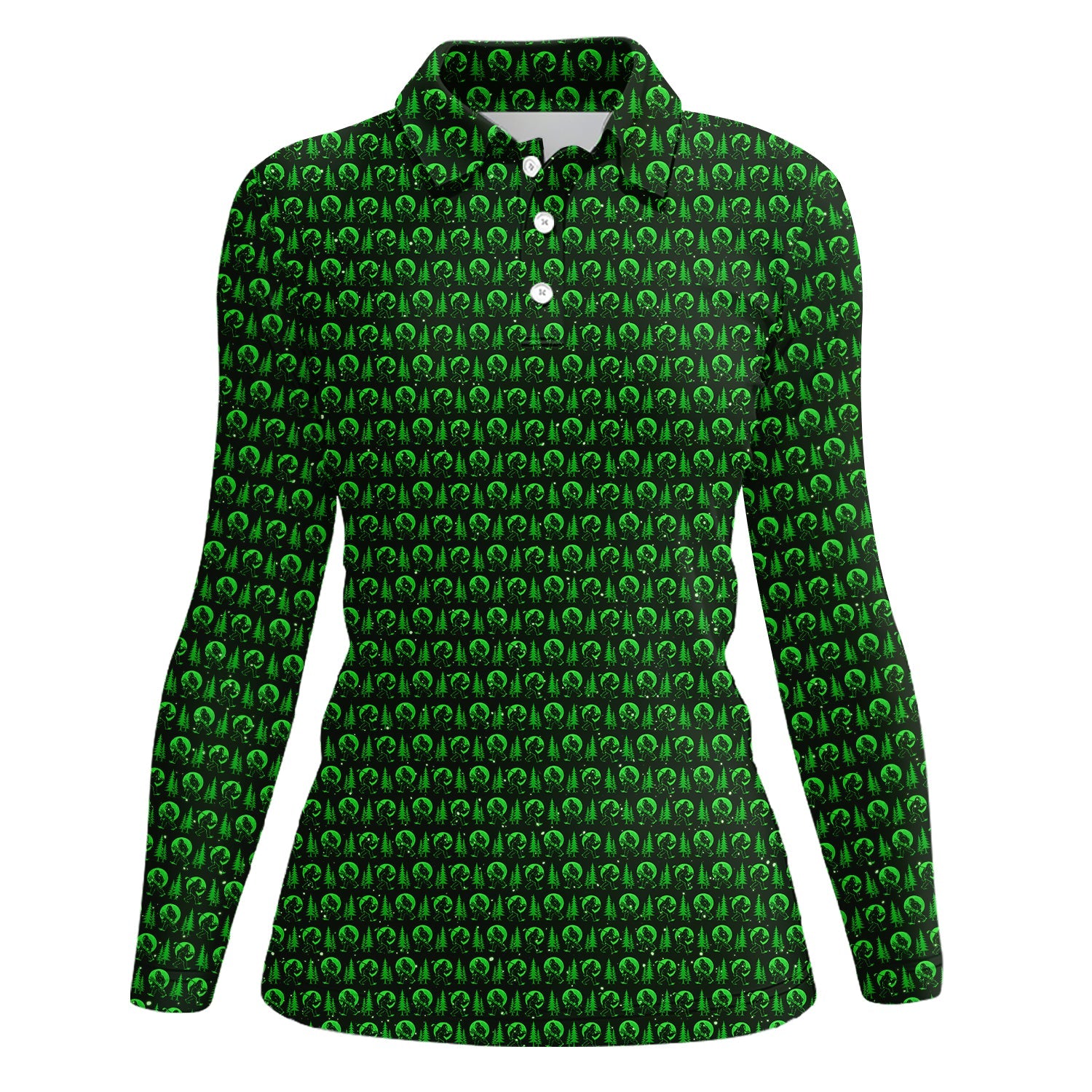 Bigfoot Golf Pattern Shirt, Funny Sasquatch Golf Polos, Golf Gift for Men, Crazy Golf Shirts For Golfers