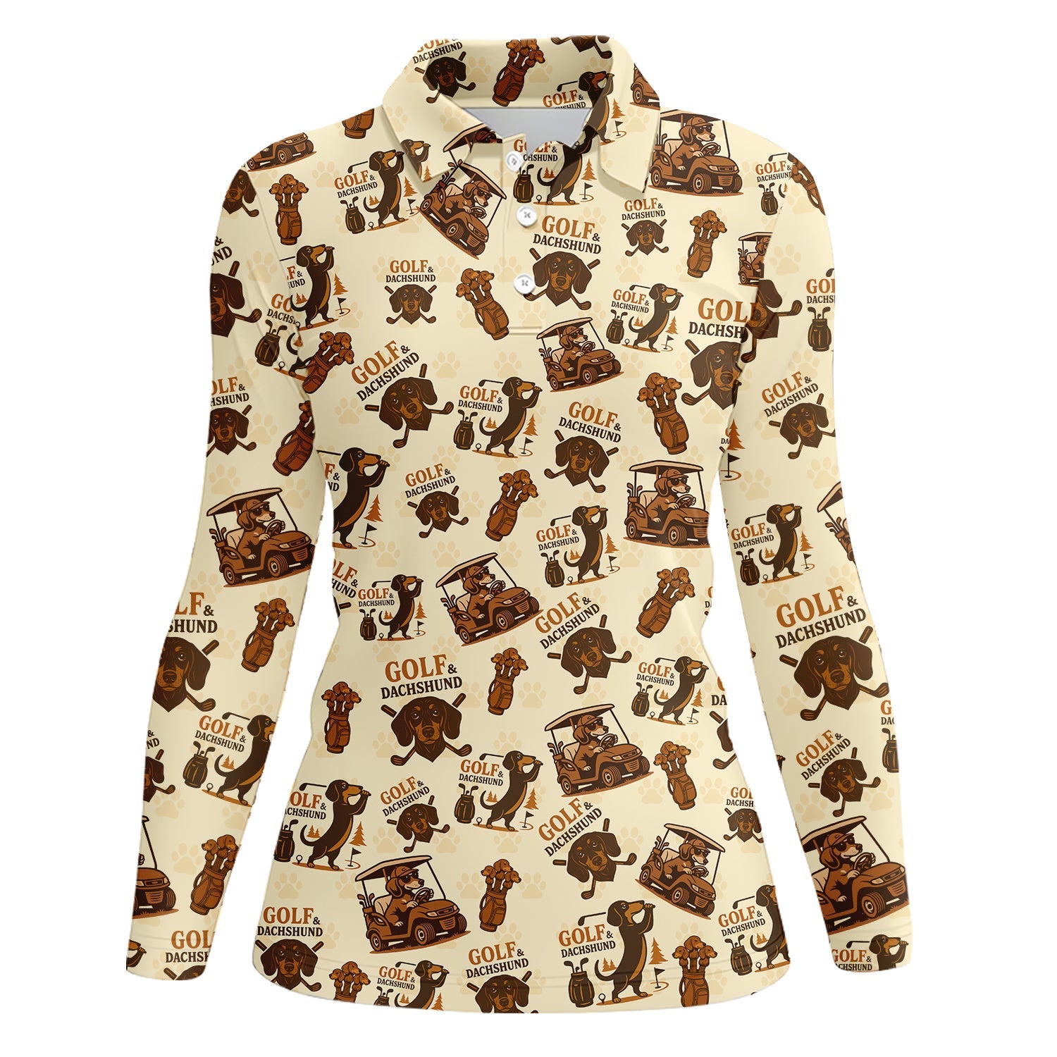 Pattern Dachshund Golf Shirt, Golf & Dachshund Polos For Dog Lovers, Golf Gift For Golfers