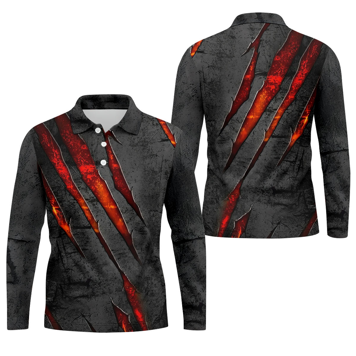 Red Claw Marks Hawaiian Golf Shirt, Scratch Print Men's Golf Shirt, Polo Shirts For Men