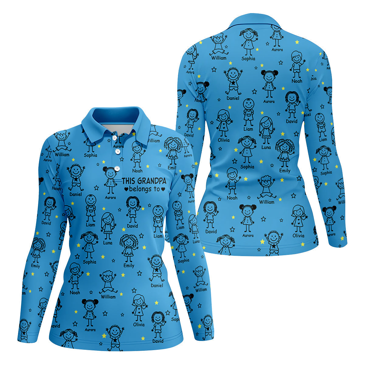 This Grandpa Dad Belongs To Kids Pet Blue Golf Shirt, Ladies Golf Tops, Women Golf Top, Golfing Apparel