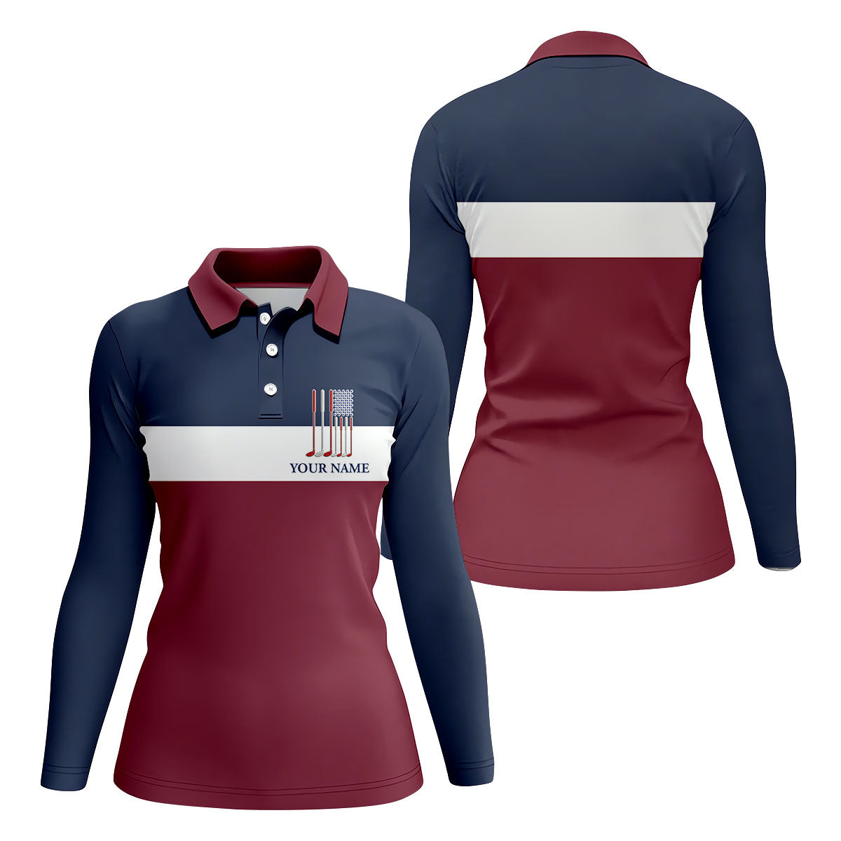 Red White Blue American Independence Day History Women's Golf Tops, 250th Anniversary Patriotic Golf Shirt
