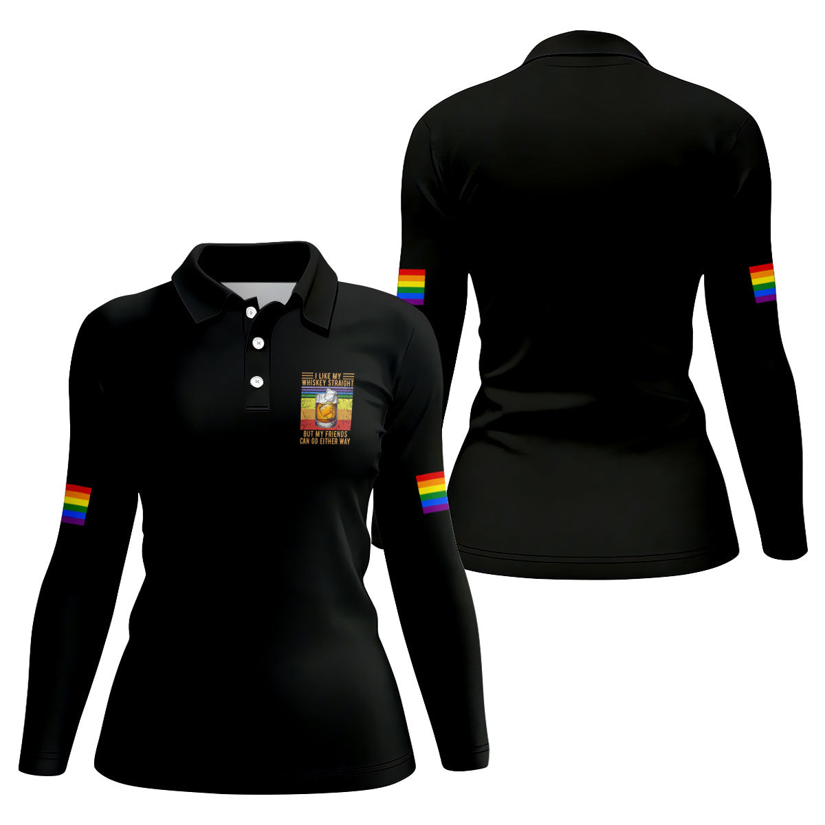 I Like My Whiskey Straight LGBT Pride Month Fun Women's Golf Shirts, LGBT Support Pride Shirt