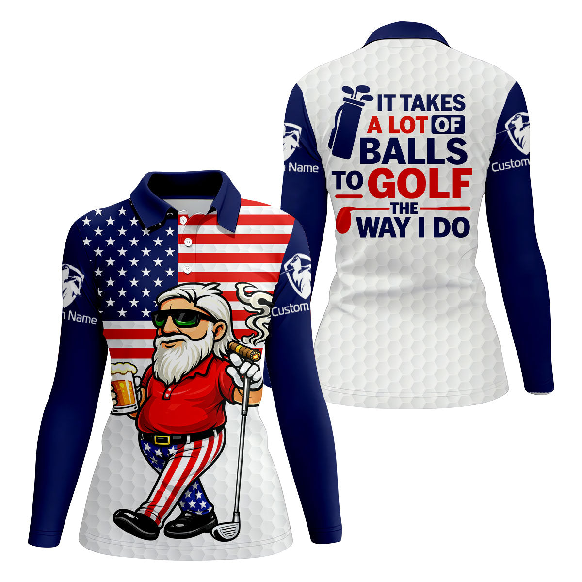 It Takes A Lot Of Ball To Golf The Way I Do Patriotic Man 4th Of July Golf Shirt, 250 Years Golf Shirt For Women