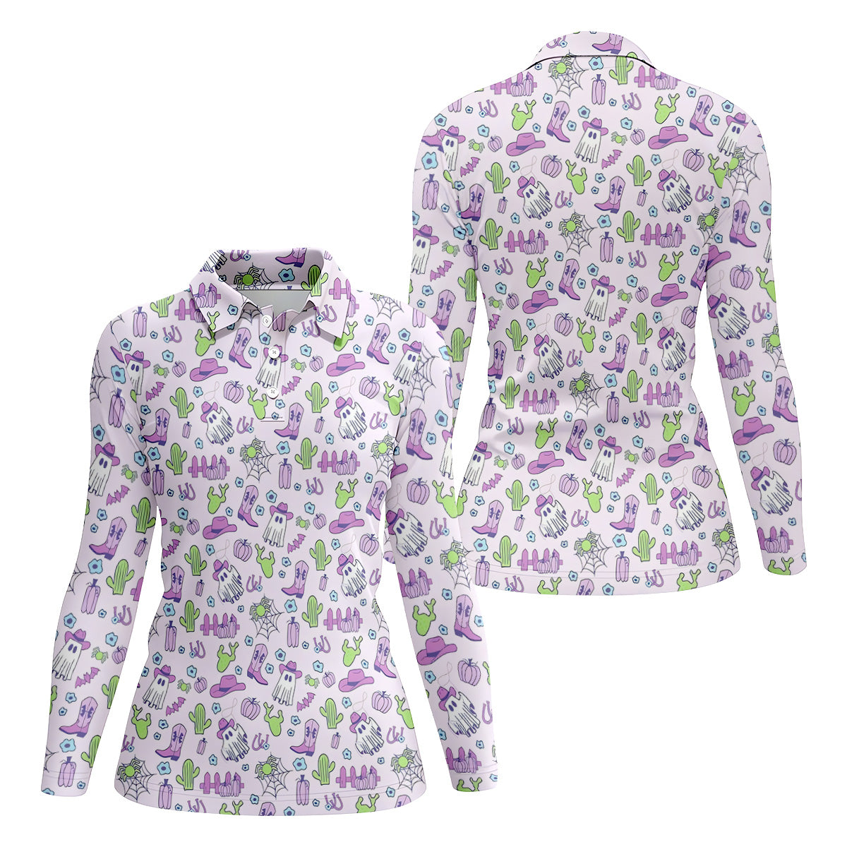 Western Halloween Purple Women Golf Top, Cute Golf Outfit, Ladies Golf Shirts, Golfing Apparel