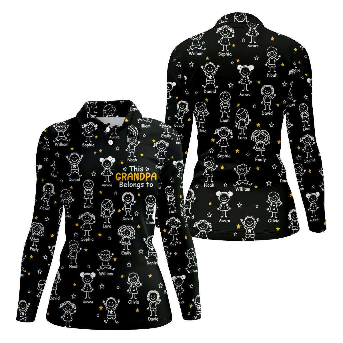 This Grandpa Dad Belongs To Kids Pet Black Golf Shirt, Ladies Golf Tops, Women Golf Top, Golfing Apparel