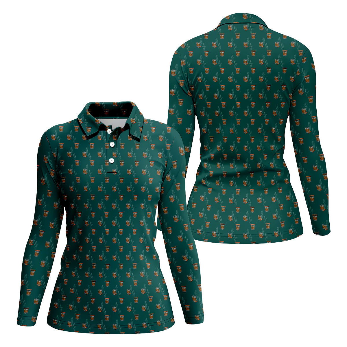 Smoke Whiskey Green Golf Shirt, Golf Whiskey Women's Polo Shirt, Ladies Golf Shirts