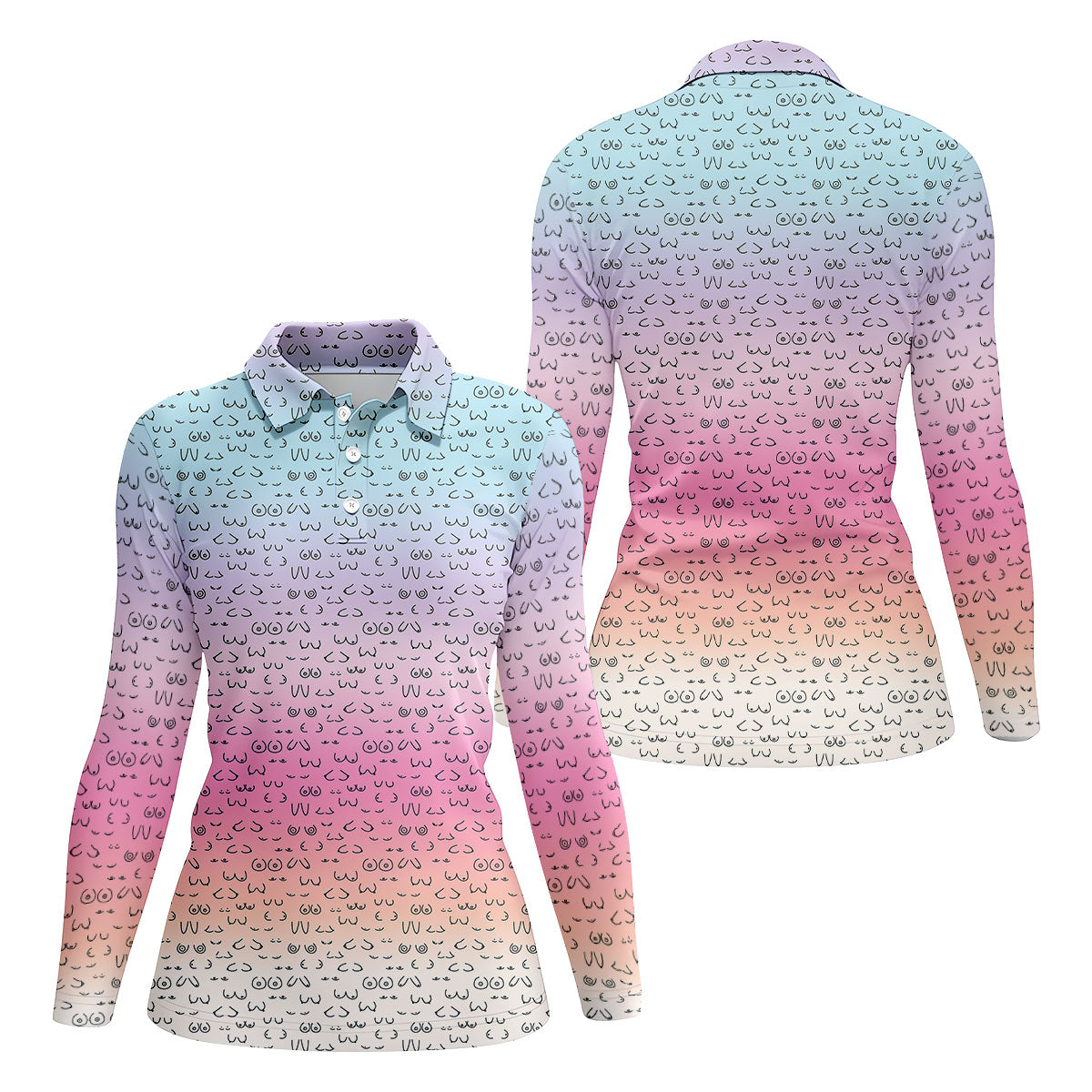 Funny Adult Humor Ombre Color Women's Golf Shirts, Ladies Golf Shirts, Womens Golf Gifts