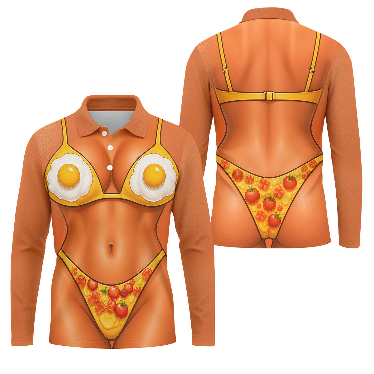 Funny Fried Egg Bikini Body Golf Shirt, Mens Golf Polo, Polo Shirts For Men, Printed Golf Shirts