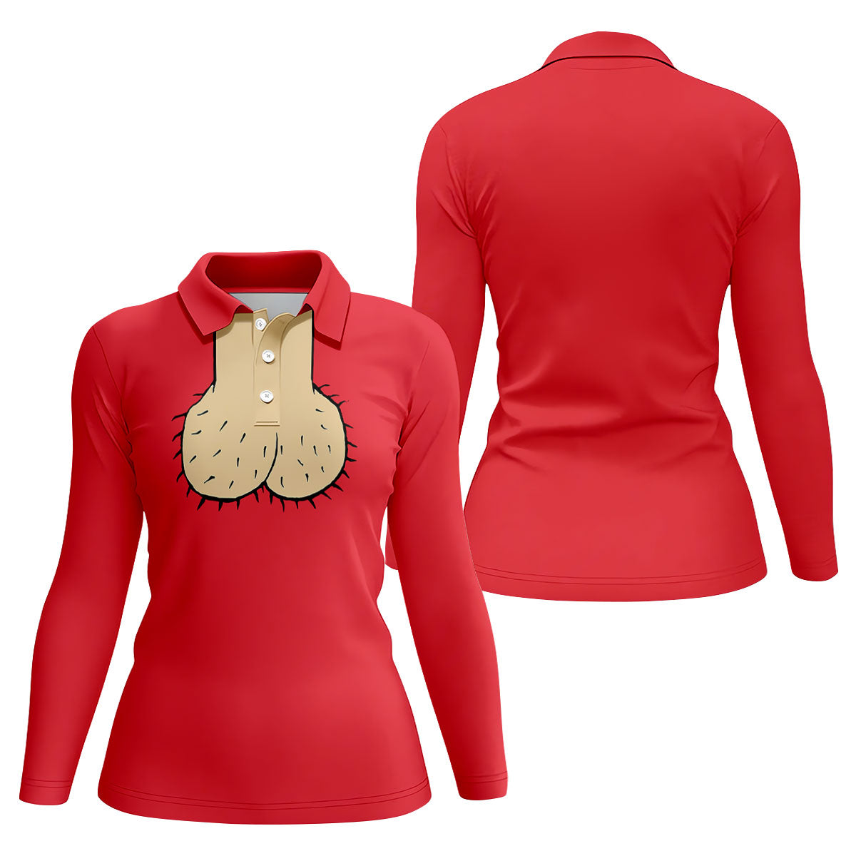 Red Funny Dickhead Faux Chest Golf Shirt, Funny Halloween Shirt, Women’s Golf Apparel