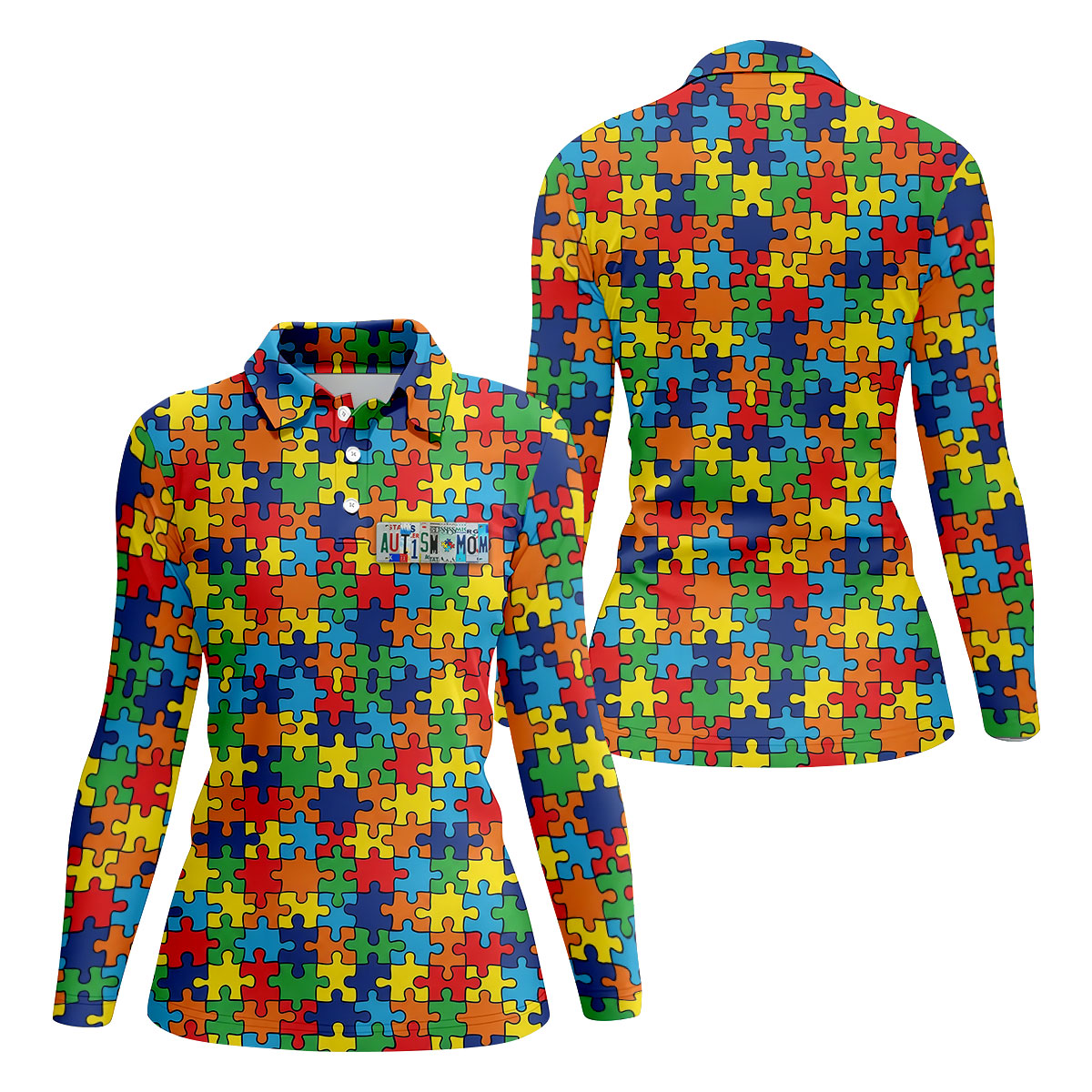 Autism Mom Colorful Puzzles Women's Golf Tops, Golf Shirt For Women, Unique Mother's Day Gifts